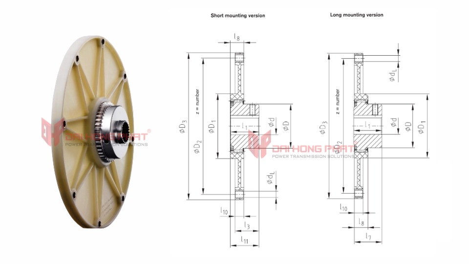 Technical drawing of the KTR Bowex FLE-PA Flange Couplings