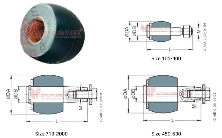 Technical drawing of Rupex Rubber Element