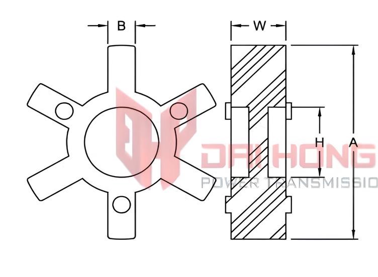 Technical drawing of L jaw coupling spider