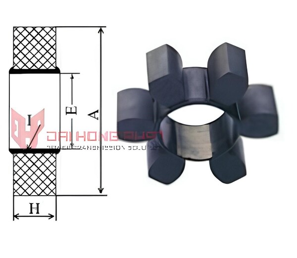 Technical drawing of KE (HRC) elastomeric gear rings