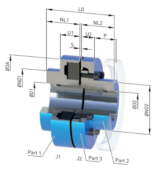 Technical drawing of N-Eupex DS type ADS Pin Coupling