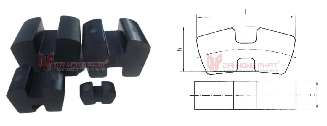 Technical drawing of N-Eupex Rubber Elements