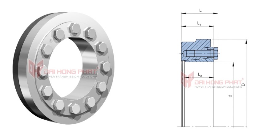 Technical drawing of Shrink Disc RfN 4161 SST