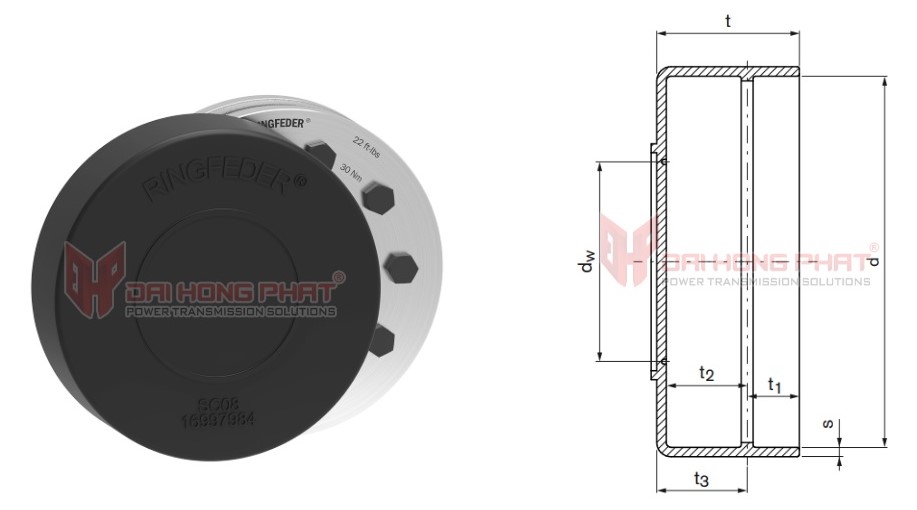 Technical drawing of Shrink Disc Safety Cover