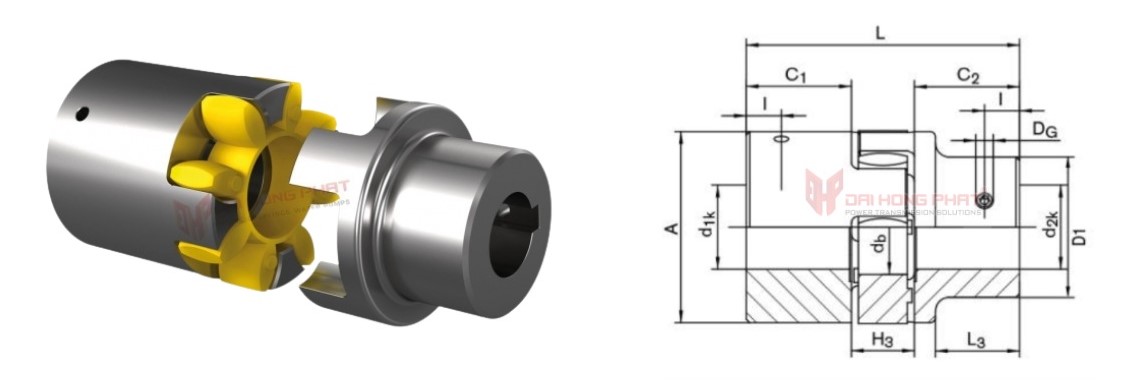 Technical drawing of servo insert couplings ECE 6418