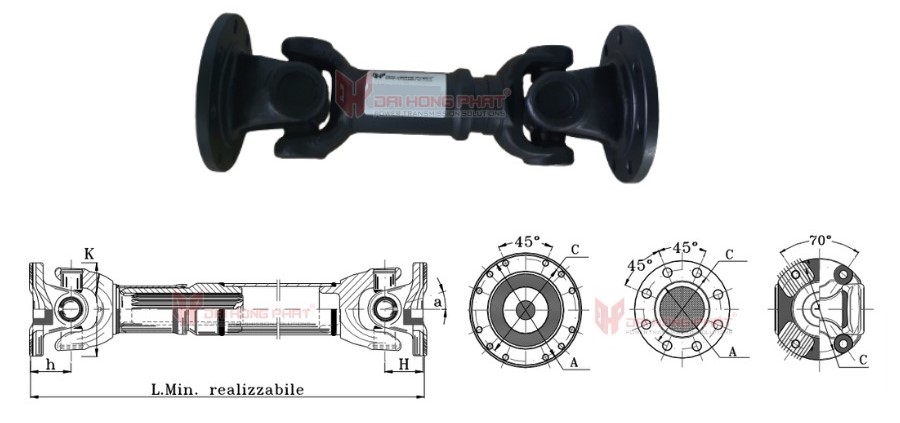 Technical drawing of the Italgiunti Universal Joint Couplings Series 587-20