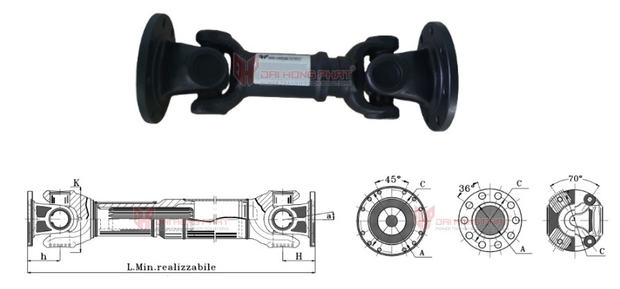 Technical drawing of the Italgiunti Universal Joint Couplings Series 587.48