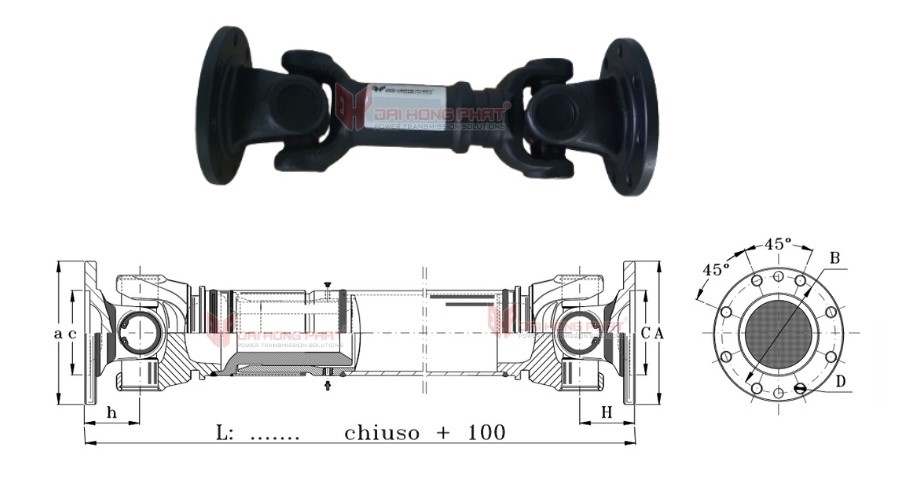 Technical drawing of the Italgiunti Universal Joint Couplings Series 587.55