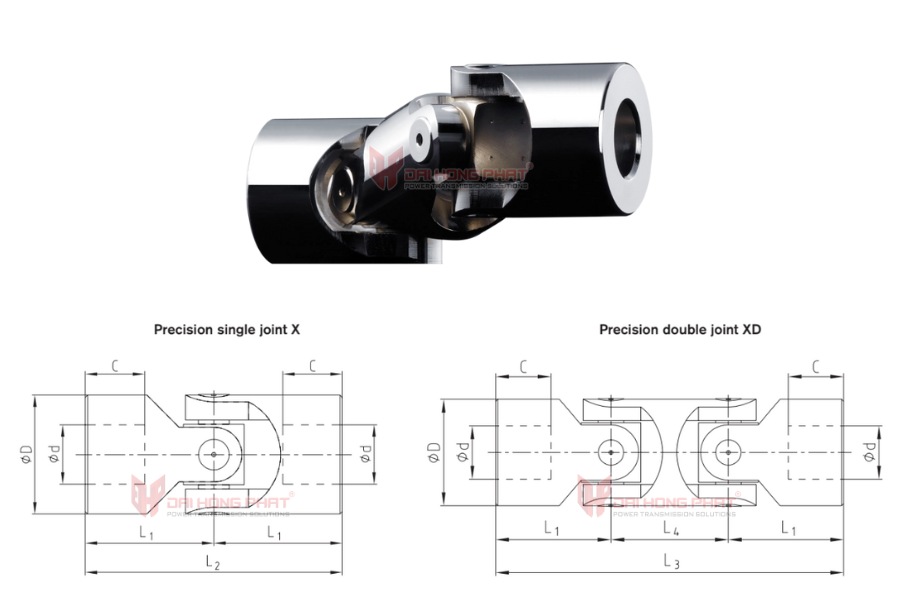 Technical drawing of the Precision joint X/XD