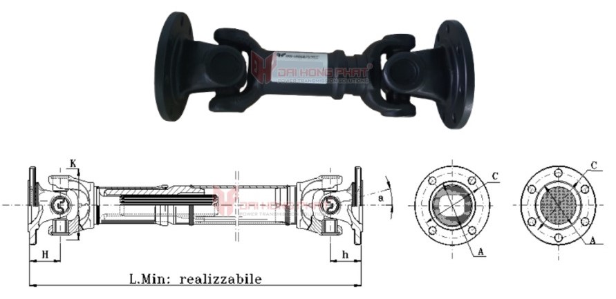 Technical drawing of the Universal Joint Couplings Series 1140