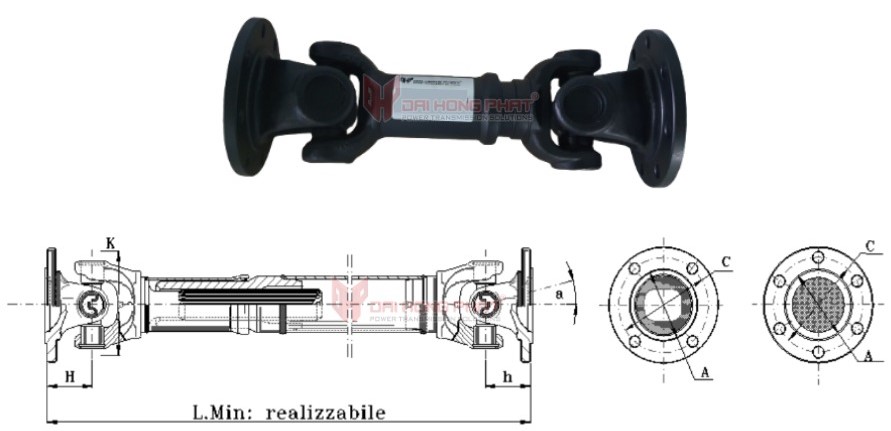 Technical drawing of the Universal Joint Couplings Series 1310