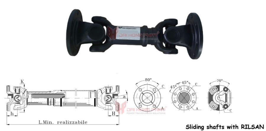 Technical drawing of the Universal Joint Couplings Series 2035
