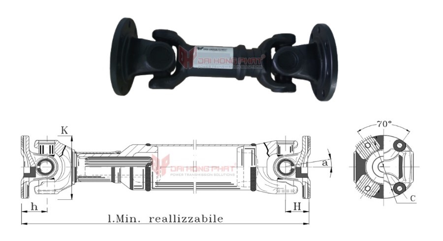 Technical drawing of the Universal Joint Couplings Series 2040