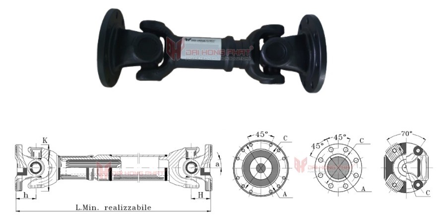 Technical drawing of the Universal Joint Couplings Series 587.30