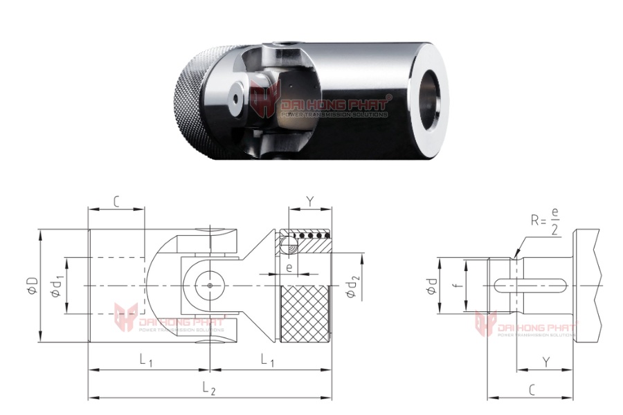Technical drawing of the precision joint GR-HR