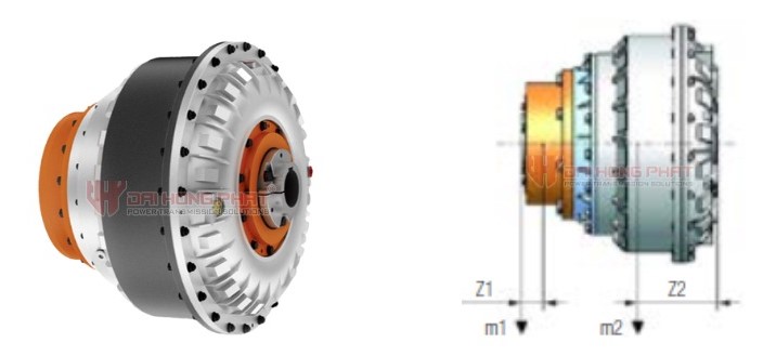 Technical drawing of the Henfel Hydrodynamic Couplings Type HLE-RRA