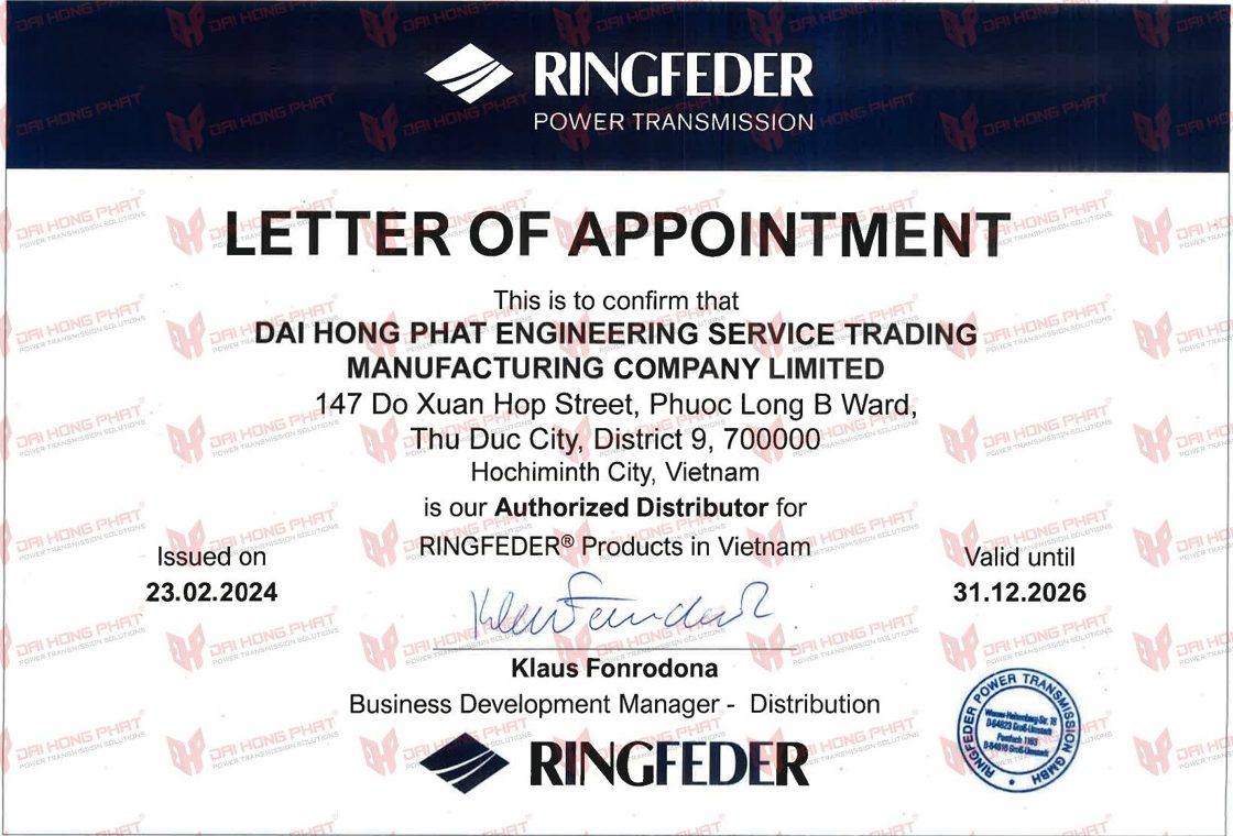 An authorized distributor for Ringfeder product in Vietnam
