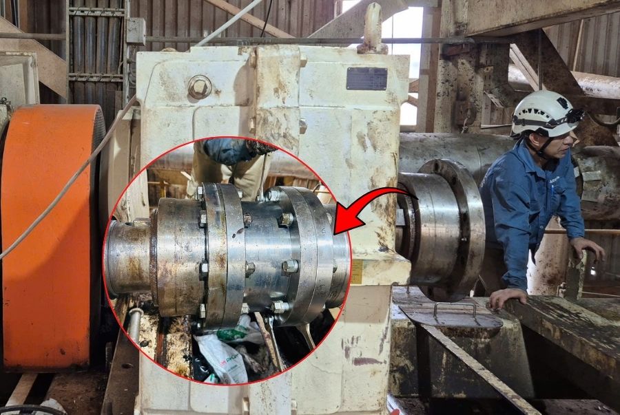 Installing gear couplings for a wood processing plant